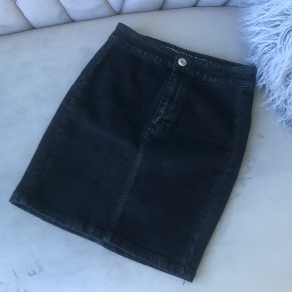High waisted fitted black jean skirt - Picture 1 of 5